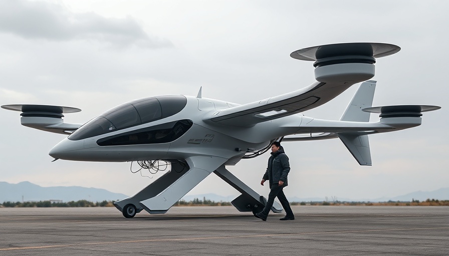 Futuristic eVTOL aircraft with person, showcasing AI in aviation.