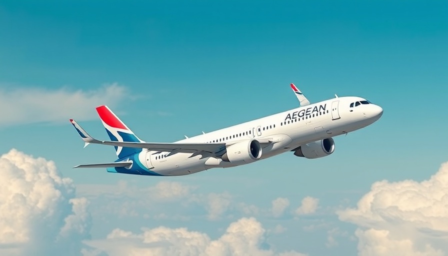 AEGEAN Airlines A321neo in flight against blue sky.