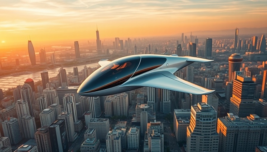 Futuristic air taxi demonstrates advanced air mobility over South Korean city.