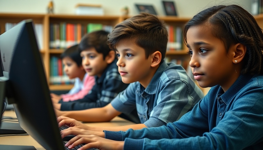 Students learning digital fluency and AI in education using computers.