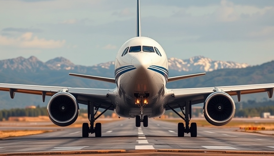 American Airlines plane on runway with mountains in background.