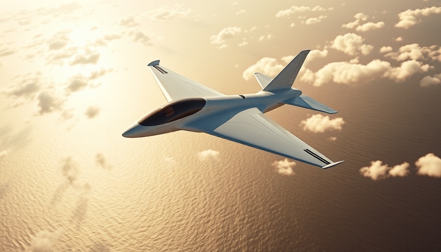 Hydrogen-electric light jet flying over scenic coastline.