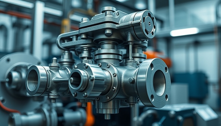 Detailed view of a 3D-printed valve manifold assembly.