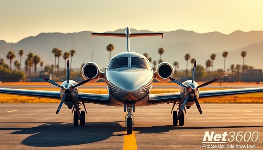 7-Blade Whisper Prop King Air 300 Series on runway with palm trees.