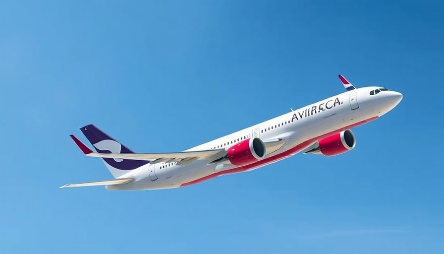 Avianca Airlines jet in flight with blue sky background.