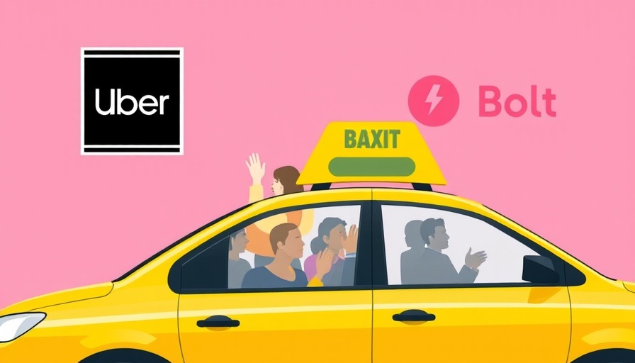 Illustration of Uber and Bolt ride-hailing apps with taxi in Nigeria.