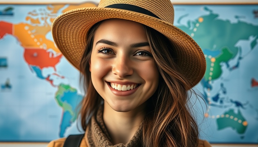 Digital nomad woman and travel map design related to UX research.