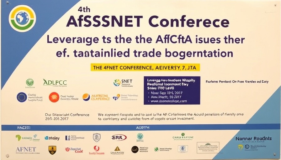 4th AfSNET Conference poster focused on Africa Intercontinental Trade.