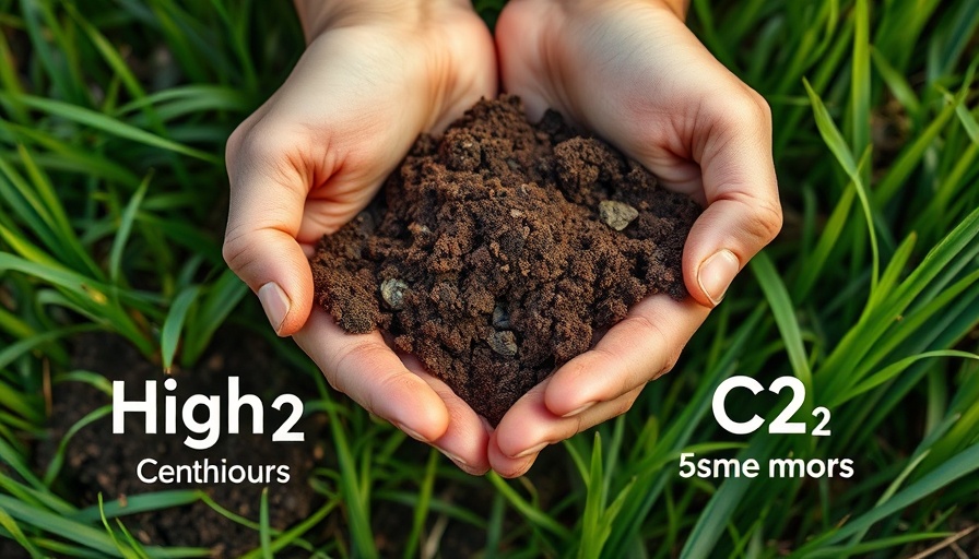 Close-up of hands holding peat soil illustrating CO2 storage.
