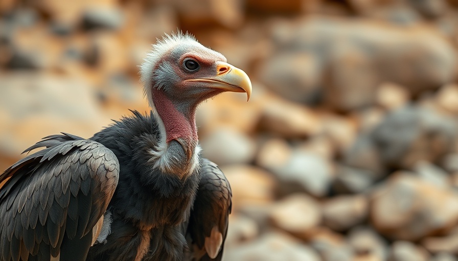 Return of vultures to Europe, a watchful vulture in natural habitat.