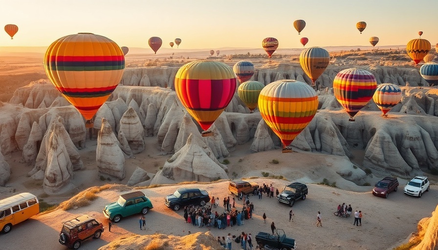 Cappadocia cultural tourism impact with hot air balloons at sunrise.