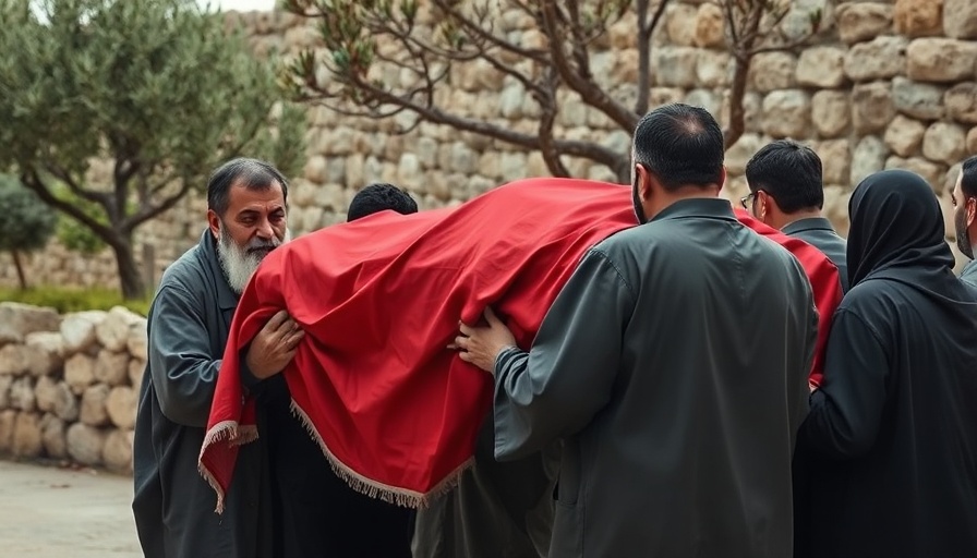 Mourners carry body after Israeli military strikes in southern Syria.