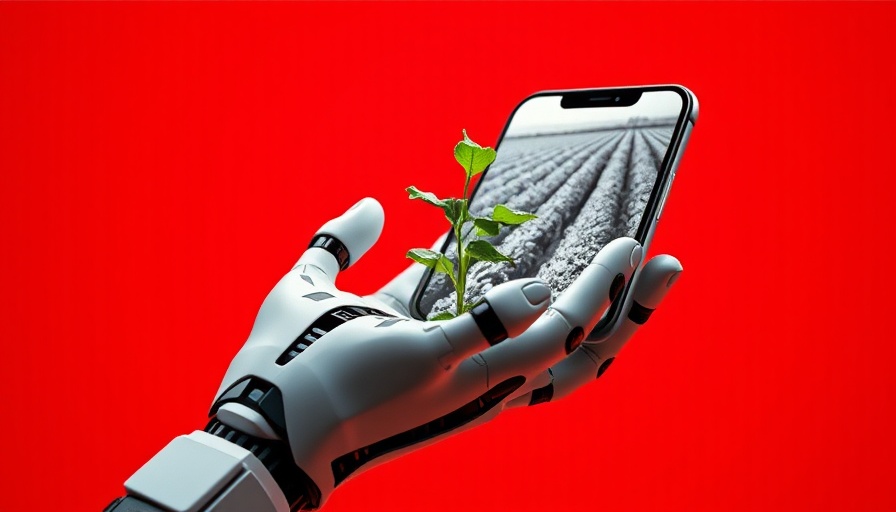 AgriCan's robots in Egypt depicted with futuristic robotic hand holding plant.