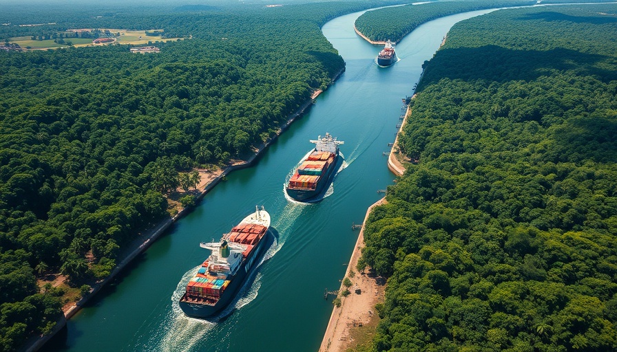 Panama Canal amid lush jungle highlighting water scarcity issues.
