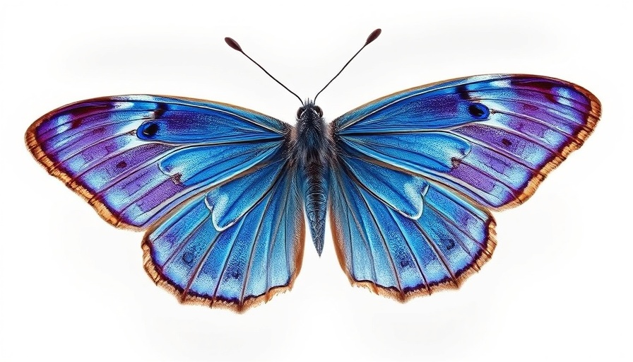 Intricately detailed Morant's Blue butterfly on a white background.