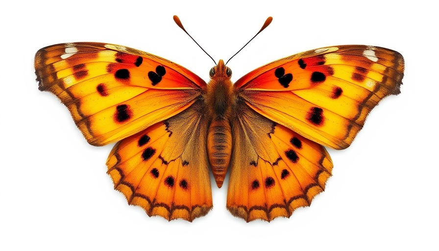 Illustration of Lycaena dispar dispar butterfly with open wings.