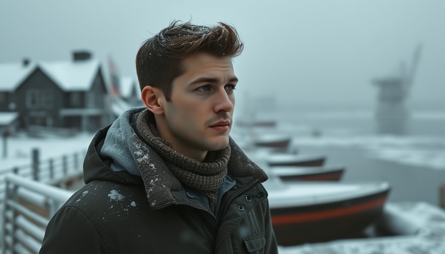 Greenland individual near snowy harbor contemplates US annexation.