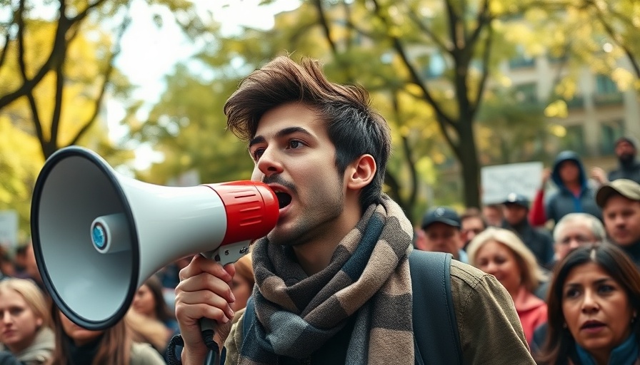 Pro-Palestinian activist speaking at rally amid deportation issue.