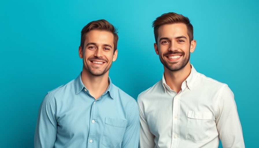 FHIR electronic prior authorizations visual with two smiling men, text overlay.