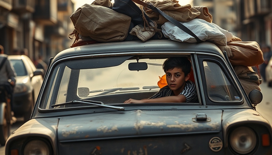 Palestinians flee Rafah with overloaded car after displacement order.
