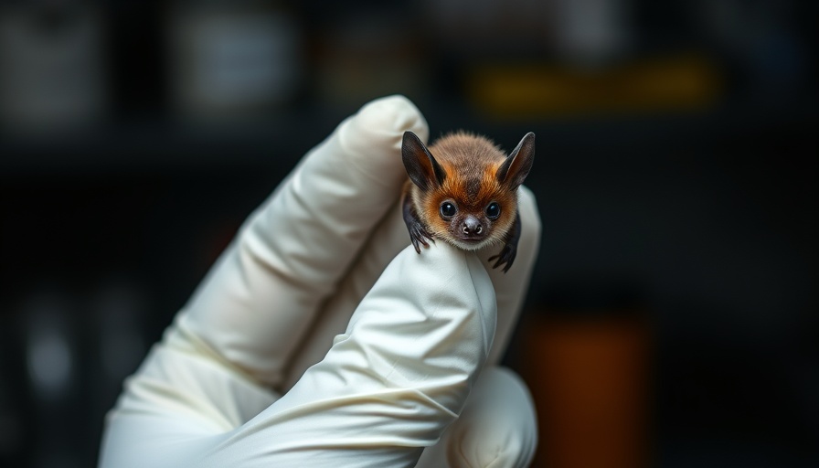Close-up of a gloved hand holding a bat, tracking pandemics early disease detection.
