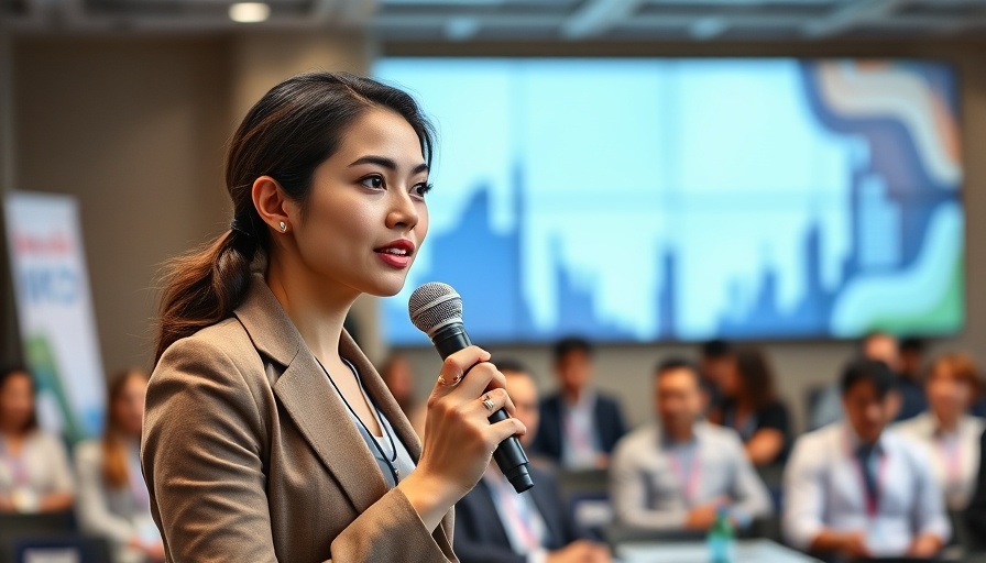Young woman presenting at an event about investing in African startups.