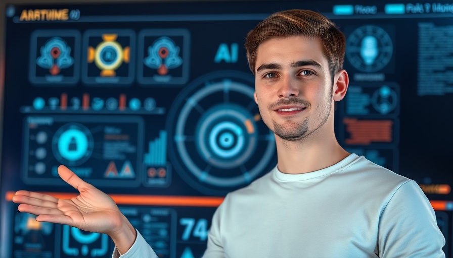 Young man presenting Local AI Models with Ollama on a virtual screen.