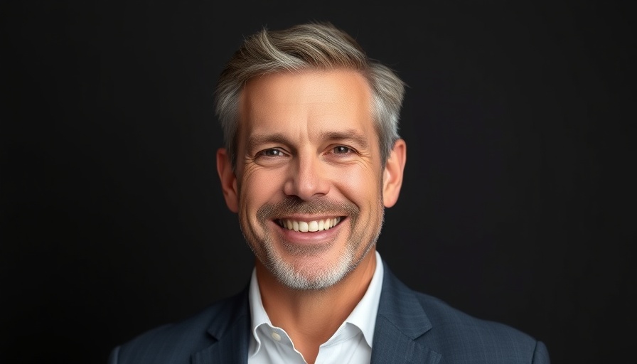 Professional portrait of a middle-aged man smiling confidently.