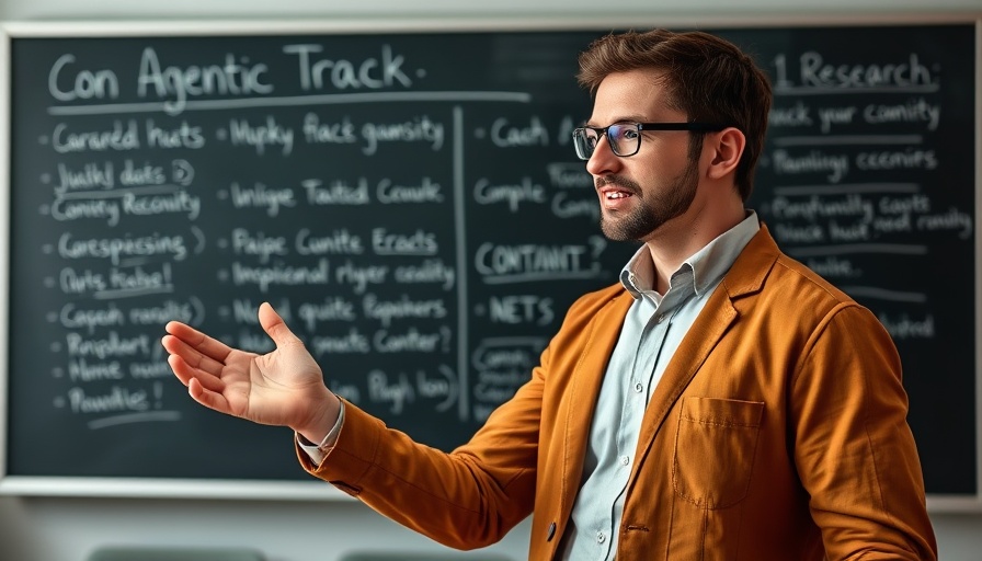 Agentic Research AI Agents overview by a man in front of a blackboard.