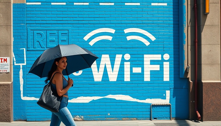 AI's Role in Township Economies depicted in a woman walking past a colorful Wi-Fi mural.