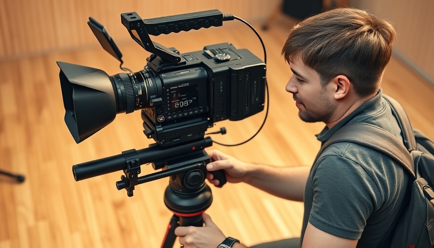 Camera rig operator filming in a studio, Kenyan television industry.