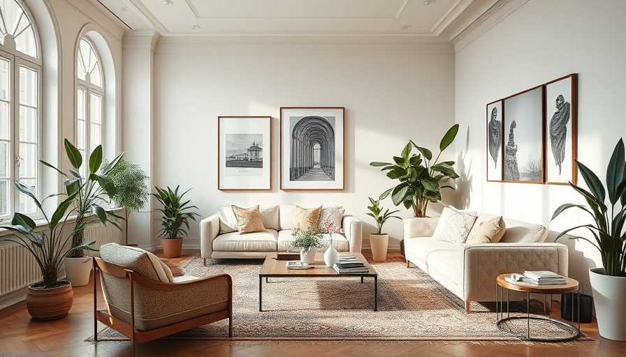 Elegant soft brutalist living room in Paris with modern decor.