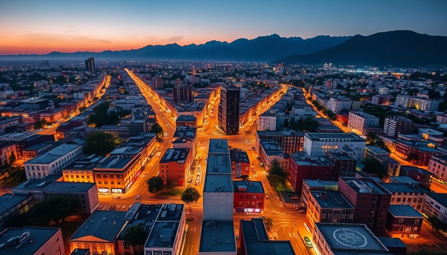 Aerial view of Eswatini cityscape at dusk highlighting economic development.