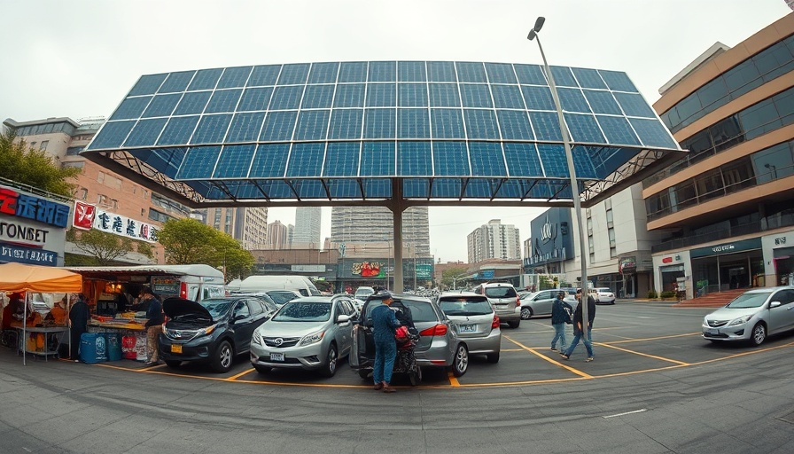 Solar panel canopy in parking lot showcasing solar energy trade growth.