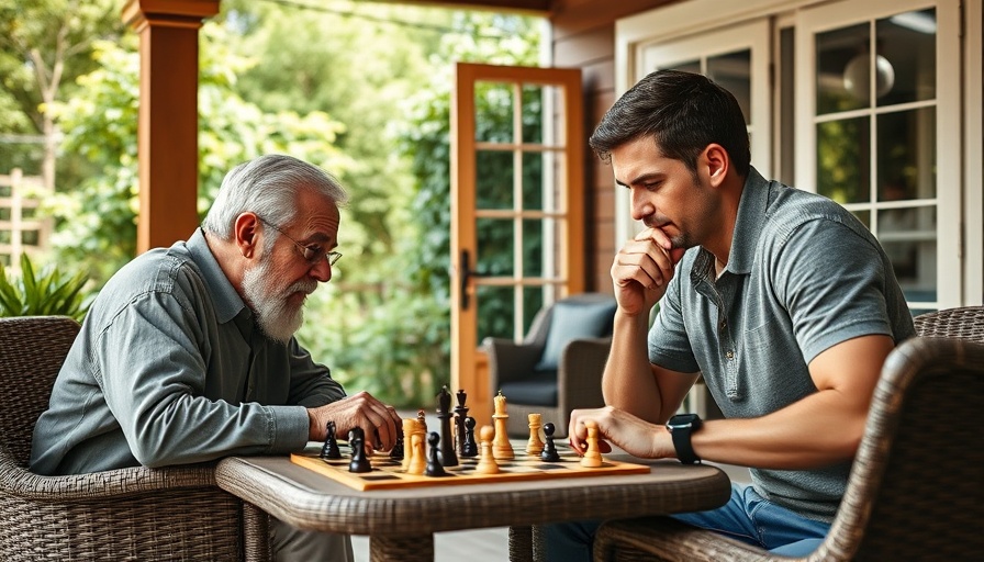 Hanu Fejiro and Richard Branson challenge in chess on patio