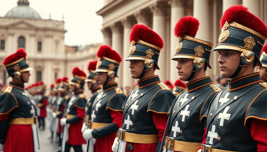 Swiss Guards standing in formation, showcasing loyalty and commitment.