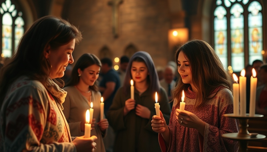 Gaza Christians celebrating Good Friday by lighting candles in a church.
