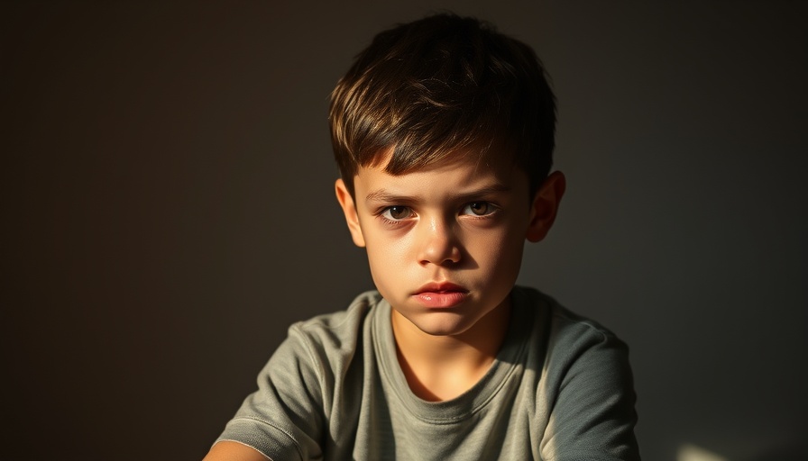 Gaza airstrike survivor image of young boy in warm light.