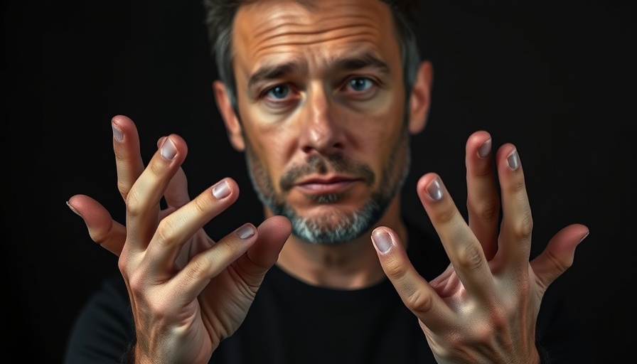 Uncanny Valley AI concept with person gesturing.