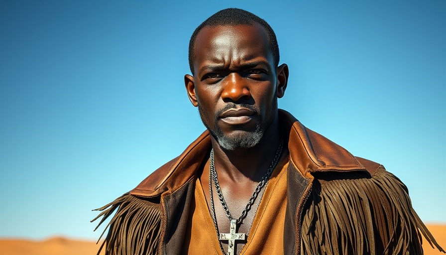 A man changing the hip-hop game in South Africa stands confidently in the desert.