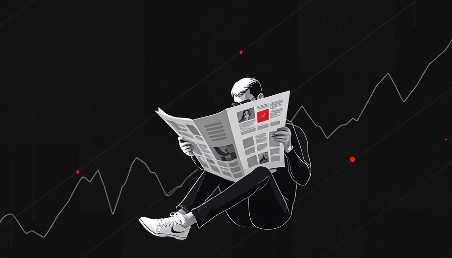 Monochrome illustration of a person reading a newspaper, futuristic style.