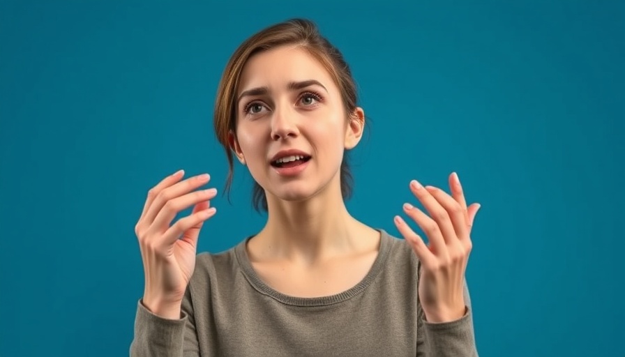 Young woman speaking on importance of social connection for health against blue background.