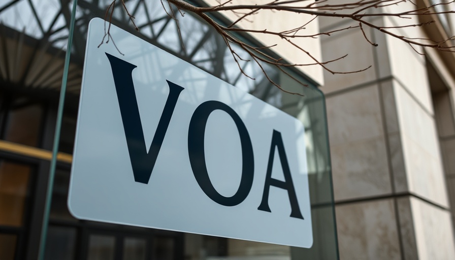 Close-up of VOA sign as US judge halts Trump-era radio shutdown