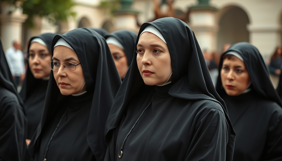 Nuns in contemplative stance reflecting zero tolerance policy in the Catholic Church.
