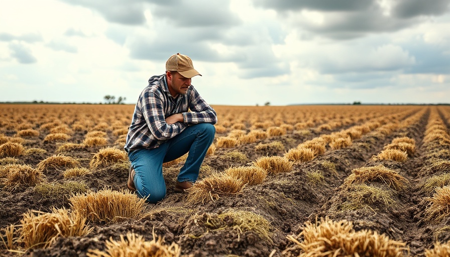 Farmer kneeling in a field, illustrating trade opportunities in Africa.
