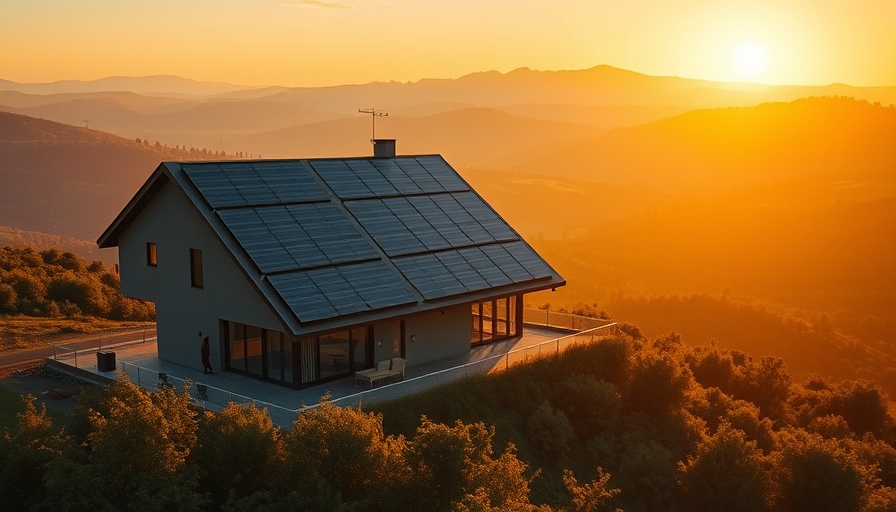 Modern house in Africa's solar energy sector with panels at sunset.