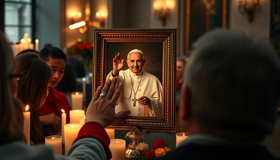 Individuals honoring Pope Francis' legacy with a touching tribute.