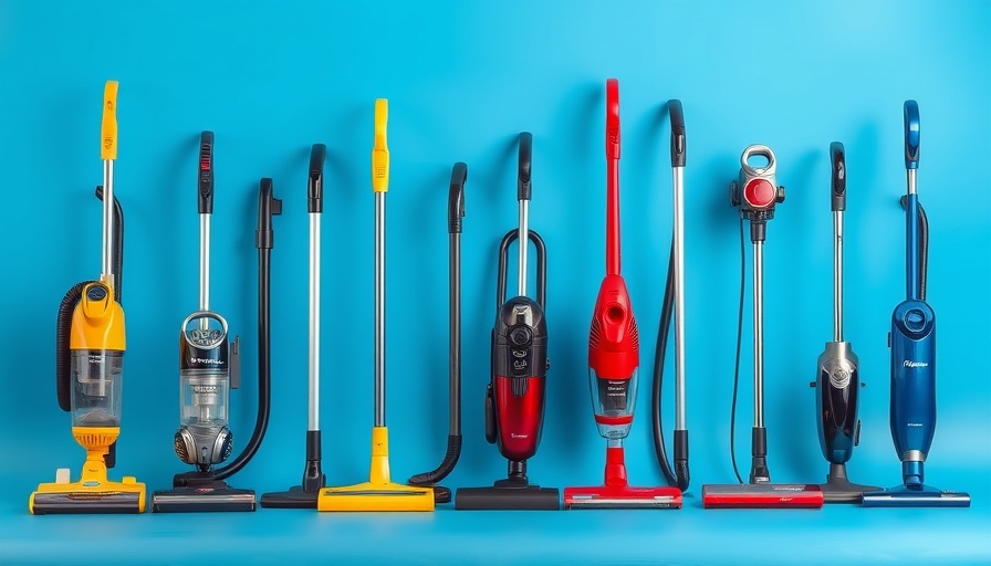 Assortment of best vacuums for hardwood floors on blue