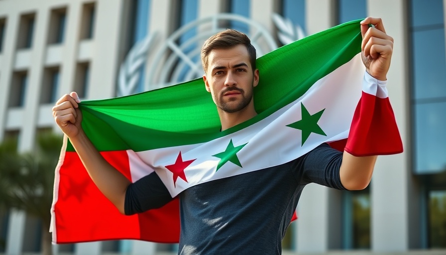 Syria's new flag held at UN building, focus on relief.