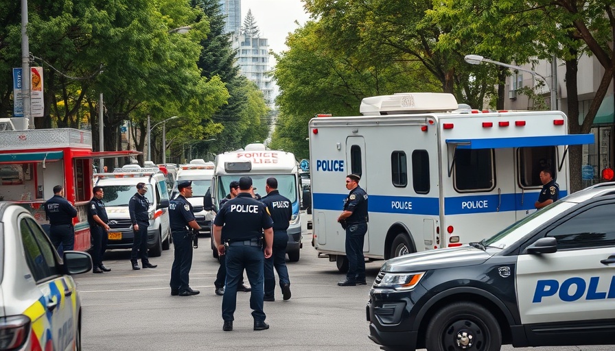 Vancouver Festival attack scene with police officers at site.